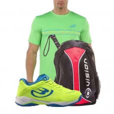 PACK BULLPADEL VERTEX 20V VERDE FLUOR, MOCHILA Y TEXTIL BULLPADEL